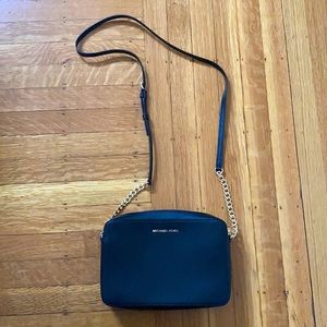 Michael Kora Jet Set Saffiano Leather Bag Black